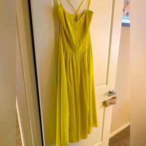 Banana Republic Yellow/Citron Spaghetti Strap Midi Dress Size 4!